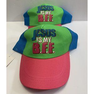Childs Baseball Cap Hat Jesus is My BFF Adjustable Set of 2